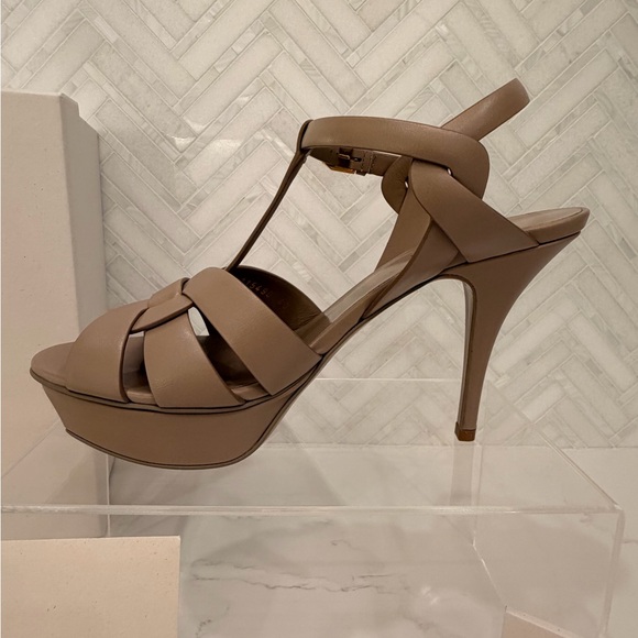 Saint Laurent Tribute 75 Platform Heels Beige Size 40 NWT - Picture 3 of 12
